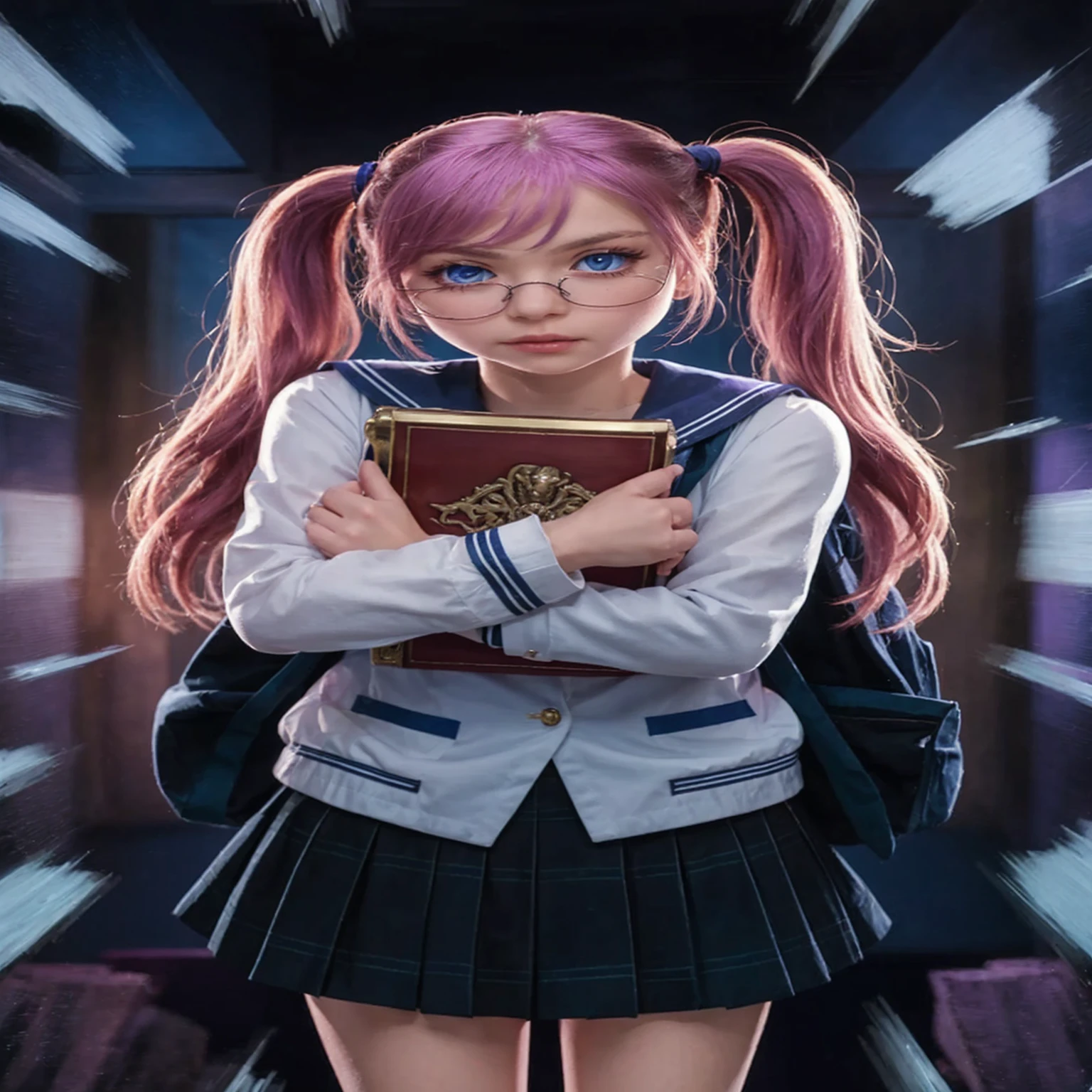 sephiria, blue eyes, epaulettes, ((purple uniform)), forehead mark, necktie
masterpiece, best quality, absurdres, manor, mansion, holding sword, PlantedSword