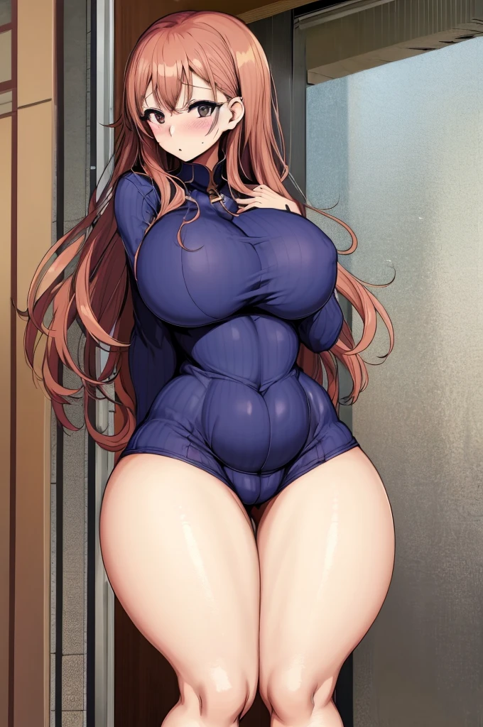 One Girl,Precise five fingers、Long Hair、{Knee-high socks}、(((Wide Hips)))、 (((plump and thick thighs)))、((Big Ass))、(Big Breasts) Embarrassed look、whole body、Sexy pose。