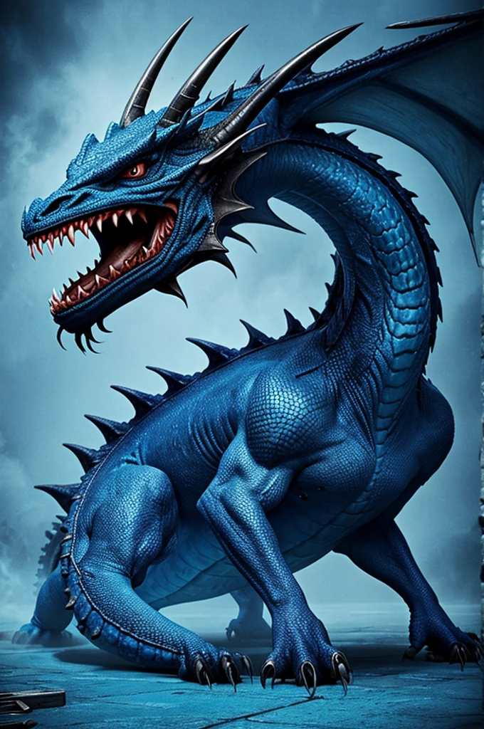 A hideous, blue, and disgusting dragon