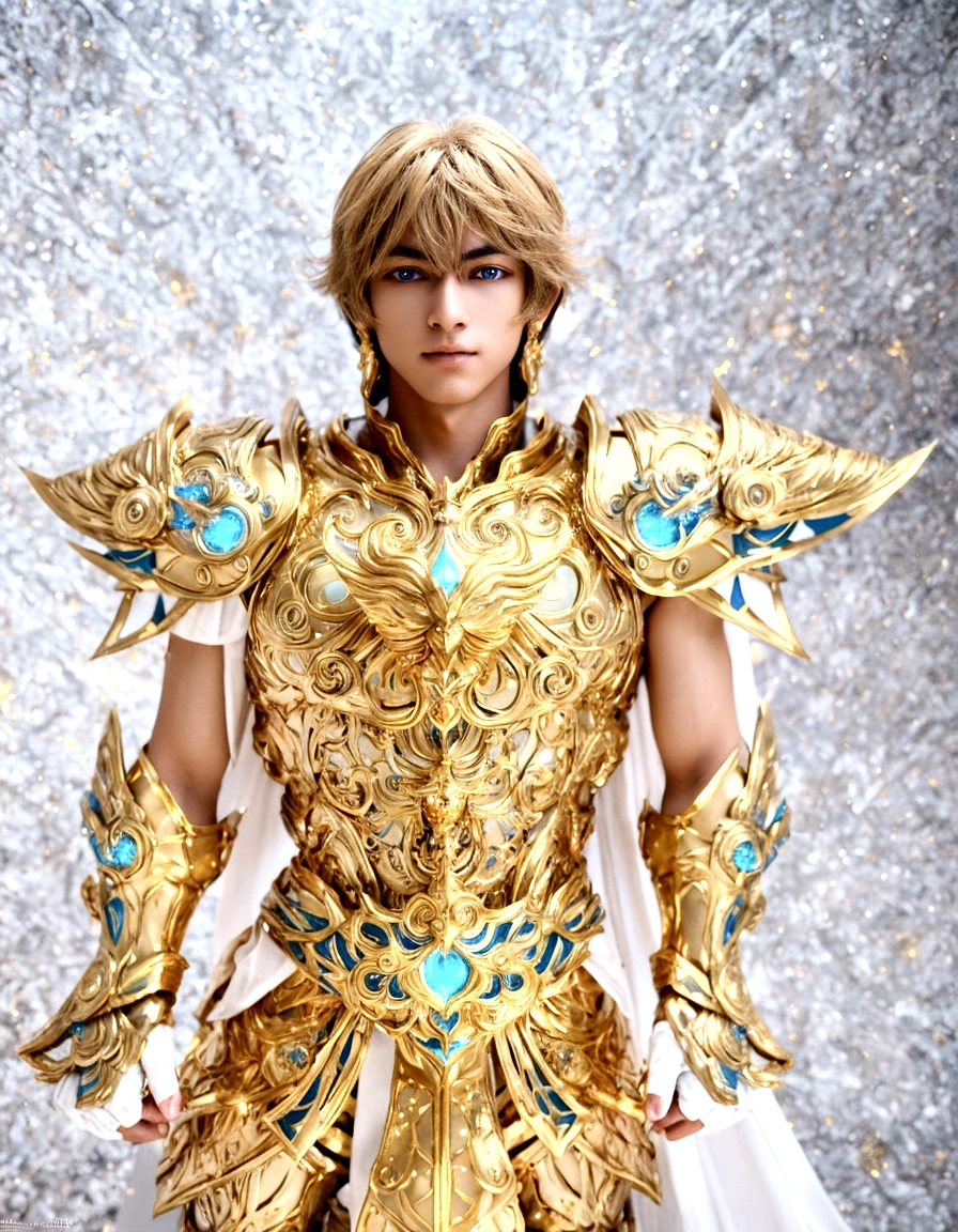 1.boy, saint seiya armor, blue and golden, beautiful light effects, vibrant colors, beautiful armor decourations, uhd, masterpiece,