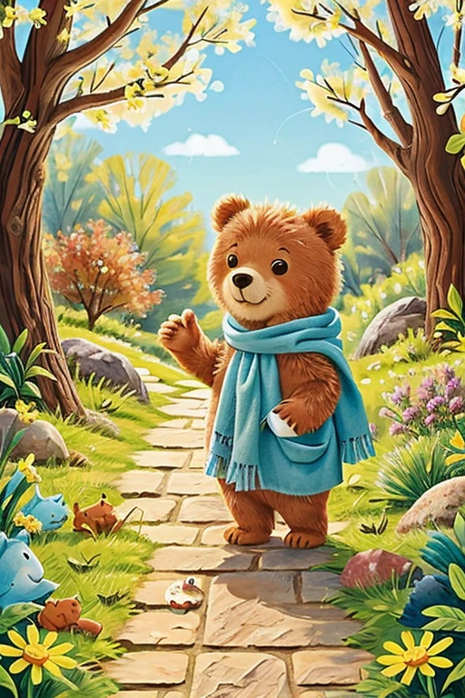 One sunny spring day Little Bear, with a soft blue blanket under his arm, scampered merrily down the path to the picnic spot