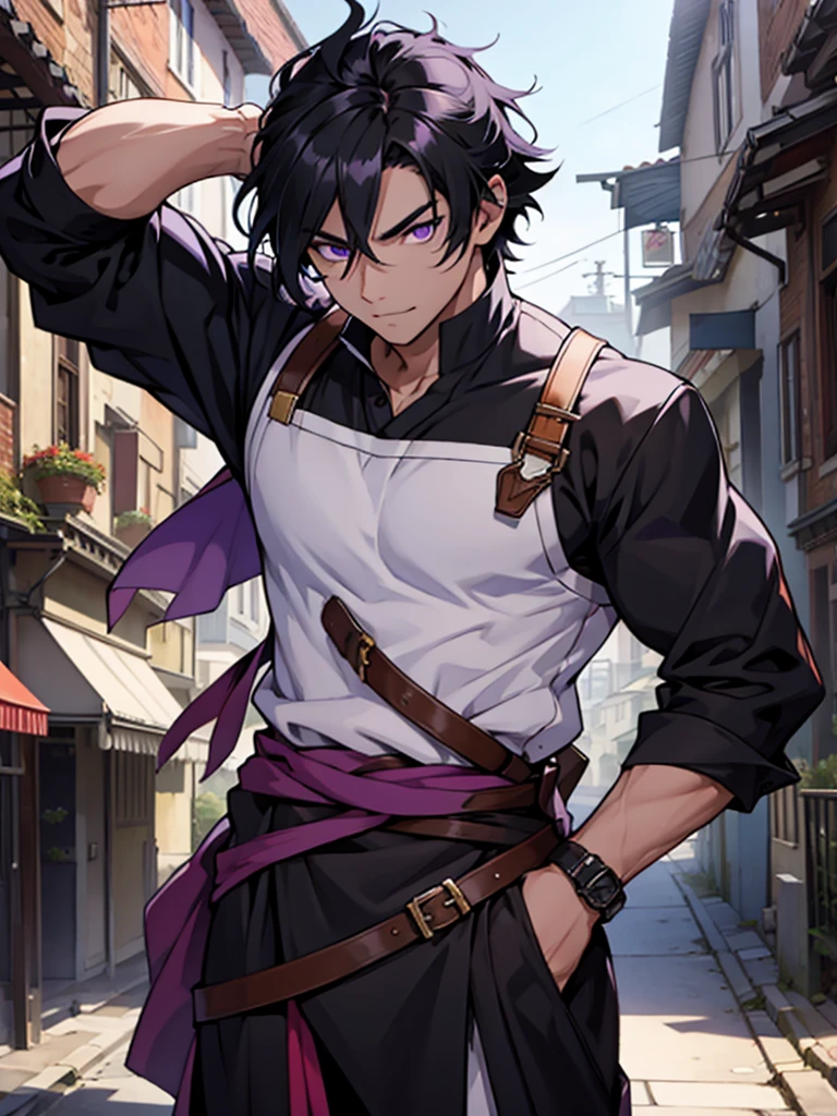 black hair purple eyes isekai male