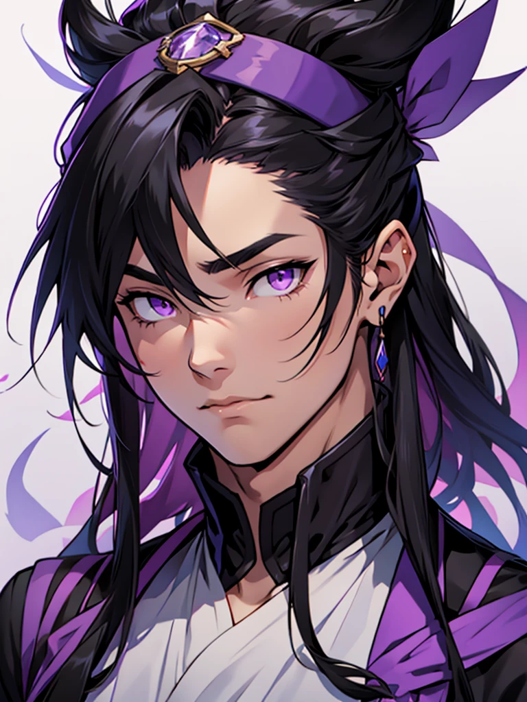 black hair purple eyes isekai male