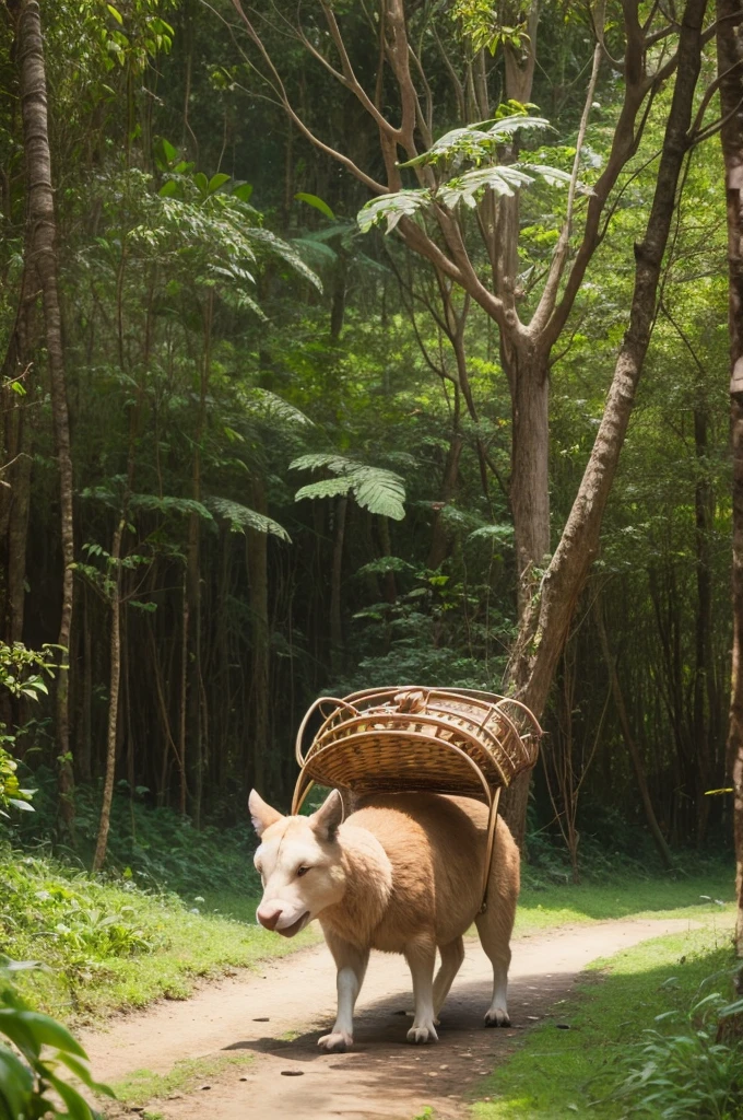 um coelho  andando  na  floresta. 
