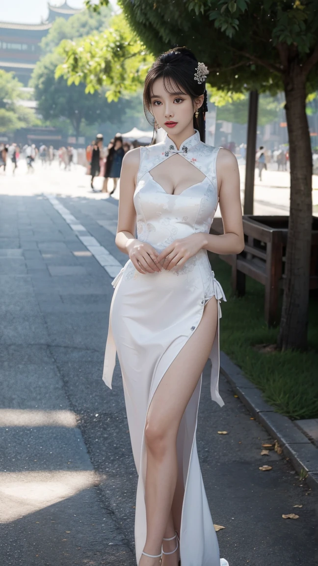 (((Backwards:2.0, Face your buttocks towards the camera:2.0, Accentuate your butt:2.0))), (((Clothing:2.0, panties under Maxi-length Ao Dai:2.0, sneakers:1.8, Maxi-length Ao Dai:2.0))), ((Streetscape:1.5)), 1 Girl, solo, ((Short Hair:1.2, A grin:1.2)), 18-year-old, 7 heads, Ideal body proportions, Black Hair, With bangs, Small breasts, slender, Small Ass, Beautiful feet, Skinny Legs, Surrealism, Cinematic Lighting, Depth of written boundary, First Person View,  F/1.8, 135mm, Ticker, Mastepiece, Curate, ((Anatomically correct:1.3)), Textured skin, Super Detail, High detail, High quality, Awards, Best Quality, High resolution, 8K
