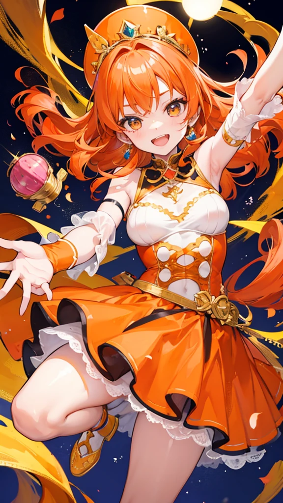 Joyful girl,Orange Hair,Glamorous costumes,8-year-old girl