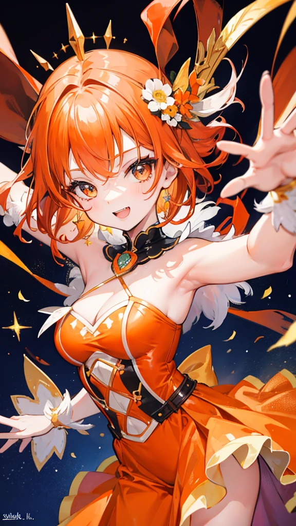 Joyful girl,Orange Hair,Glamorous costumes,8-year-old girl