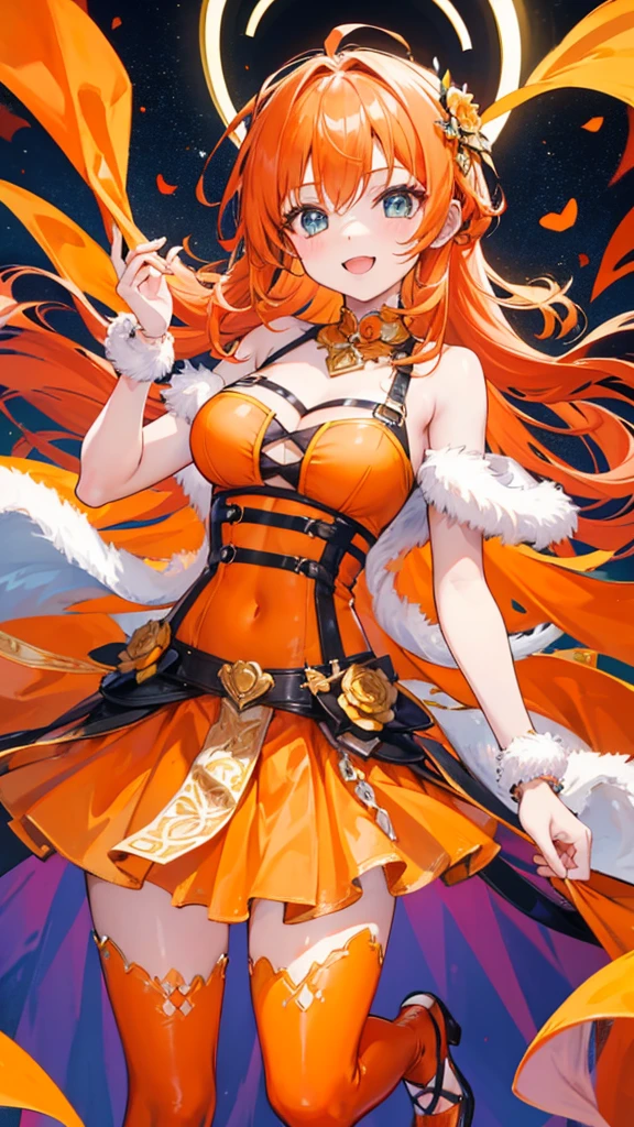 Joyful girl,Orange Hair,Glamorous costumes,