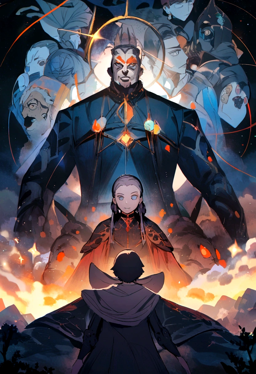 metadinha de casal, uma  e um menino de cabelos brancos.