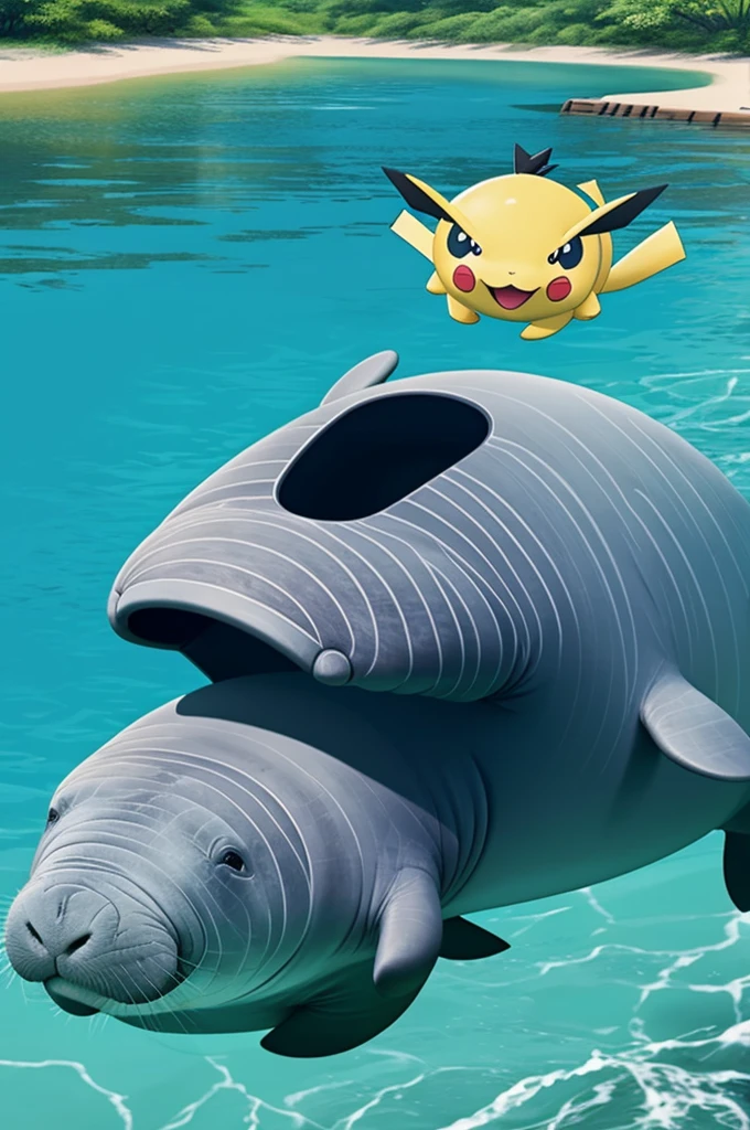 A manatee with pokemon animation