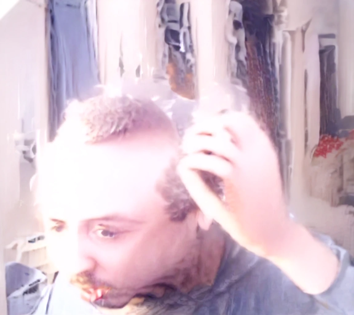 b0ssmanjack, transforming into giant rodent, 1boy, facial hair, solo