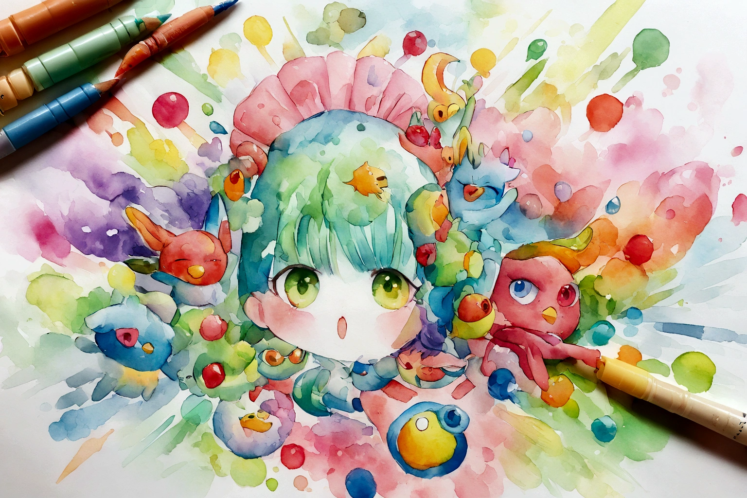 Transforme a imagem fornecida em uma arte na qual se mescla os estilos de cartoon com pintura em aquarela ou aquarelada.