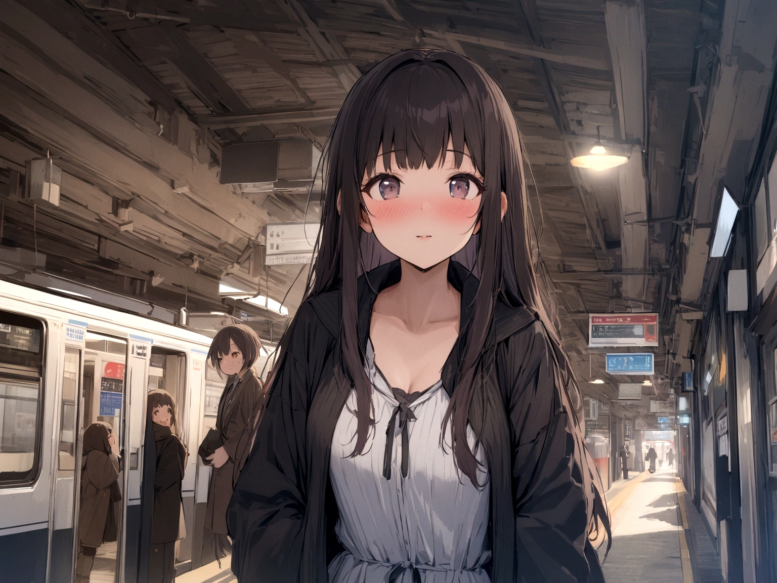 (masterpiece), best quality, expressive eyes, perfect face, TATENO-STATION is Kyushu Railway and Minamiaso Railway station located in Oaza Tateno, Minamiaso Village, Aso District, Kumamoto Prefecture, in the Kyushu region of Japan, Exterior of Tateno Station,