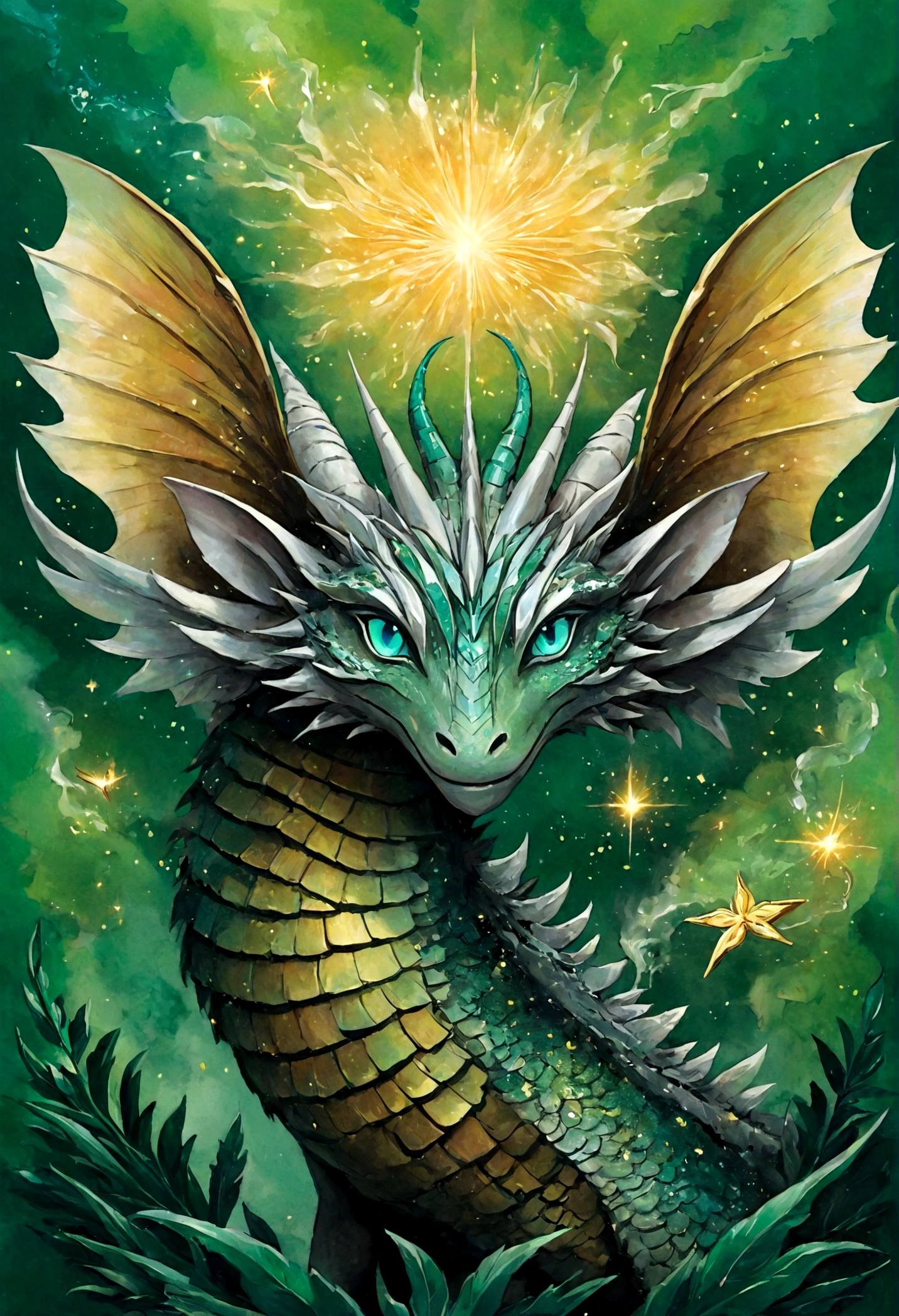 Dragon porte bonheur, falkor film histoire sans fin, magie, intuitionn,golden fairy dust falling from the sky, magie, intuition, golden dust, magical fairy dust shiny golden fairy dust, onirique