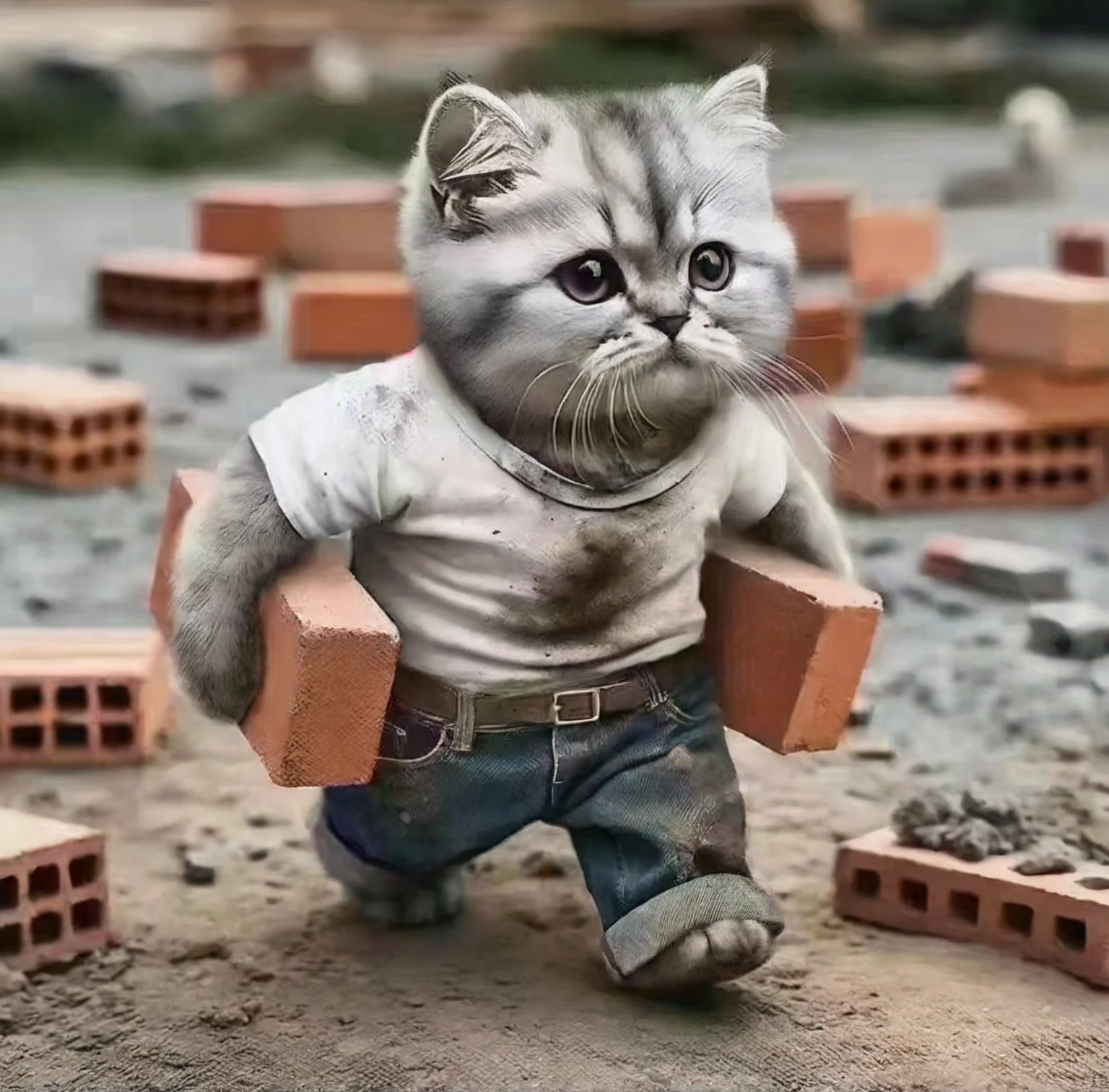 The cat's expression should be more innocent.