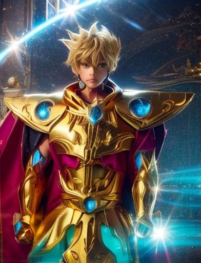 1.boy, saint seiya armor, blue and golden, beautiful light effects, vibrant colors, beautiful armor decourations, uhd, masterpiece,