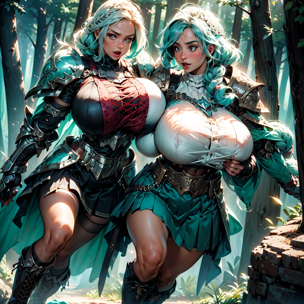 1girl, volumetric light, (bright scene:1.5), deep forrest, depth of field, bokeh ,hair ornament, (huge breast:1.5) photography, masterpiece, best quality,HDR, highres,realistic details,40K, HDR, highres,
mithrilstylewarrior, shoulder armor, breastplate, aqua hair, aqua eyes, multicolored hair, floating hair, pleated skirt, braid, knight, high heel boots, feathers,