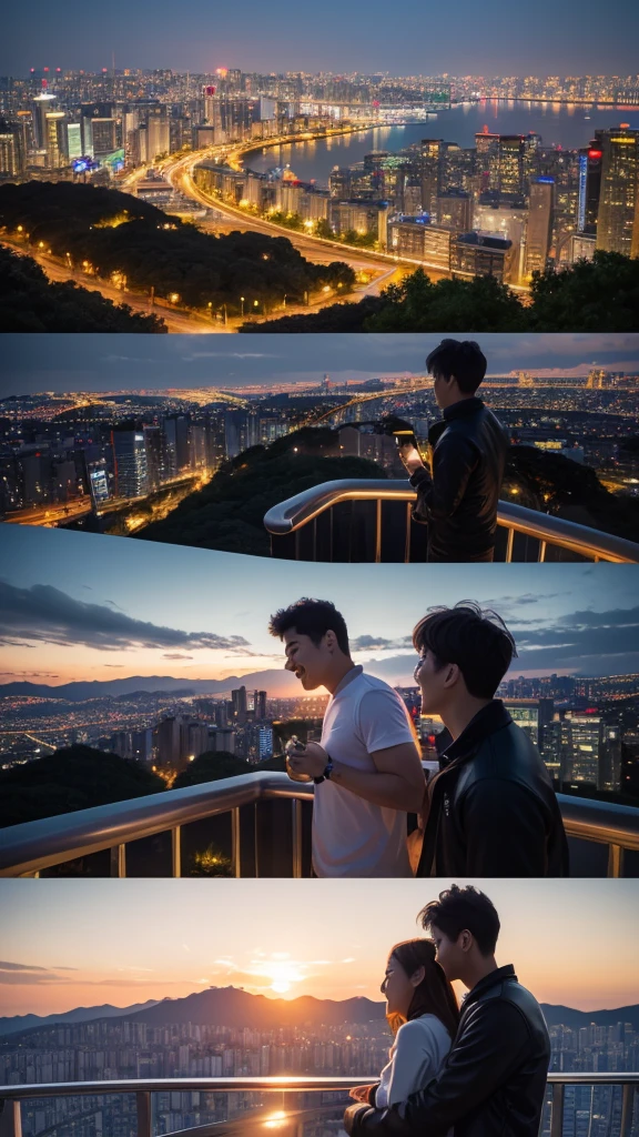 Date with Park Gunwook (zerobaseone) at the base of Namsan Seoul Tower. Together, you take the cable car up, enjoying the stunning city views. At the observation deck, you both marvel at the sparkling Seoul skyline as the sun sets. Sharing a warm conversation and laughter, he wraps an arm around your shoulder. The evening concludes with a promise to meet again soon, creating a cherished memory.