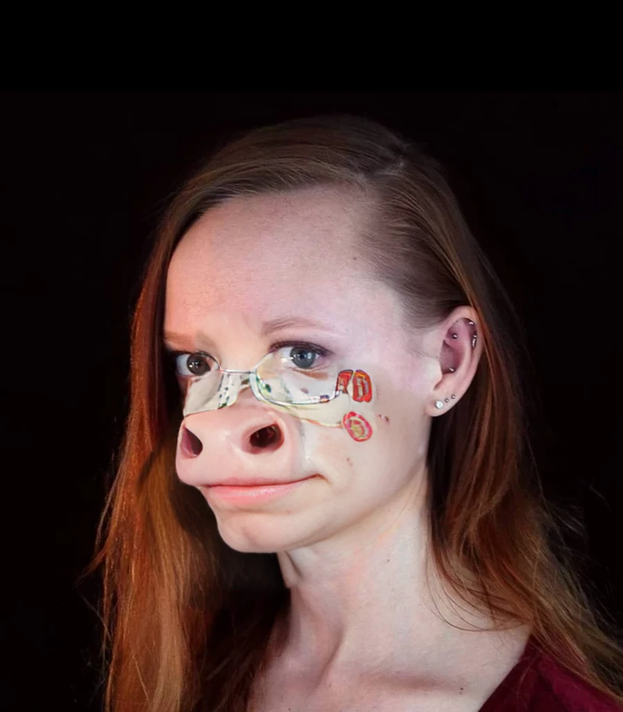 Girl turns into hucow, cow face, hucow face, cow snout, big cow, big snout, girl transforming into a cow, hucowed