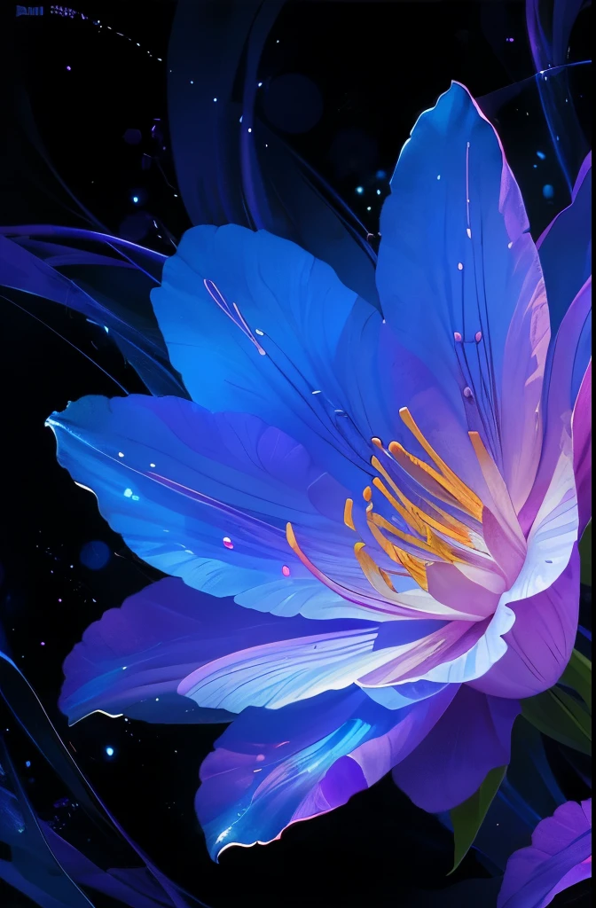 a flower with swirls and a blue background, glowing delicate flower, beautiful!!! digital art, gorgeous digital art, beautiful gorgeous digital art, very beautiful digital art, lily flower, beautiful color art!, beautiful digital art, by Marie Bashkirtseff, magical flowers, 🌺 cgsociety, beautiful flower, glowing flowers, by Albert Kotin, luminous flowers