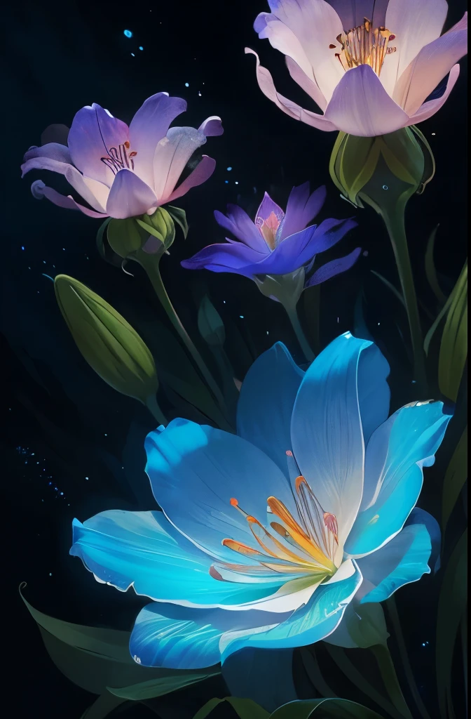 a flower with swirls and a blue background, an airbrush painting by Marie Bashkirtseff, trending on cgsociety, psychedelic art, glowing delicate flower, beautiful!!! digital art, gorgeous digital art, beautiful gorgeous digital art, lily flower, very beautiful digital art, beautiful color art!, beautiful digital art, magical flowers, 🌺 cgsociety, beautiful flower, glowing flowers