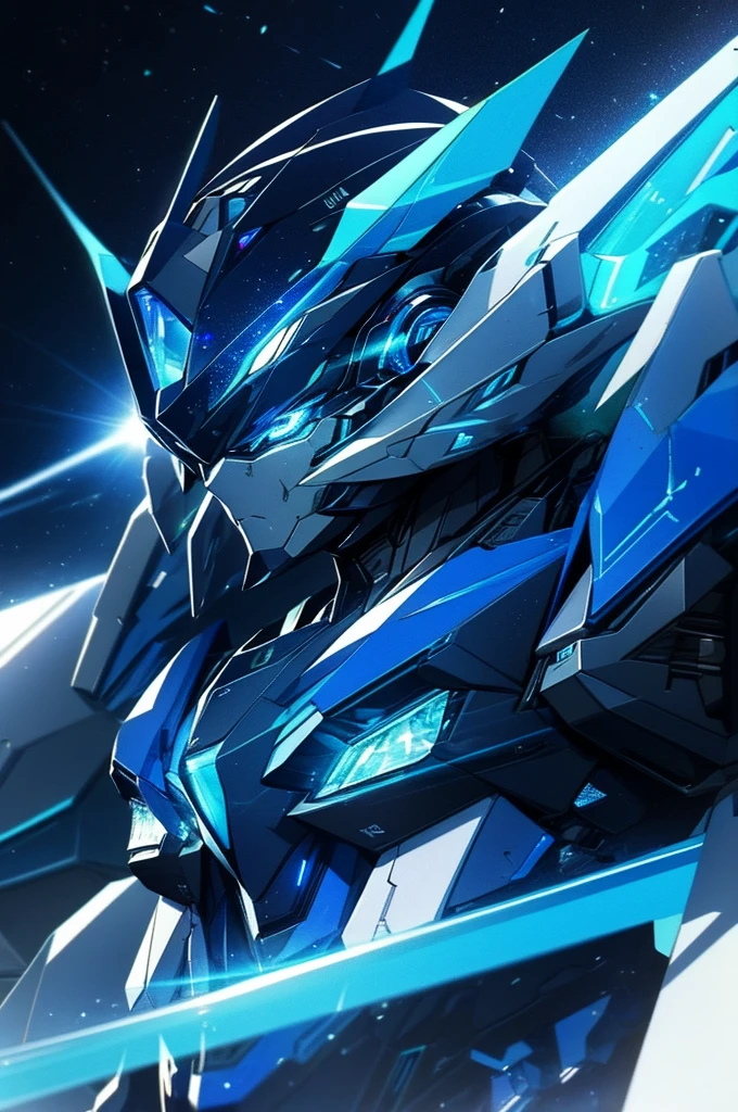 a guy, dark blue hair, crystal blue eyes, tall and quiet fit, bright blue futuristic looking veins on my forearms and hands, futuristic glasses holographic panel infront of my eyes looking like a headset
