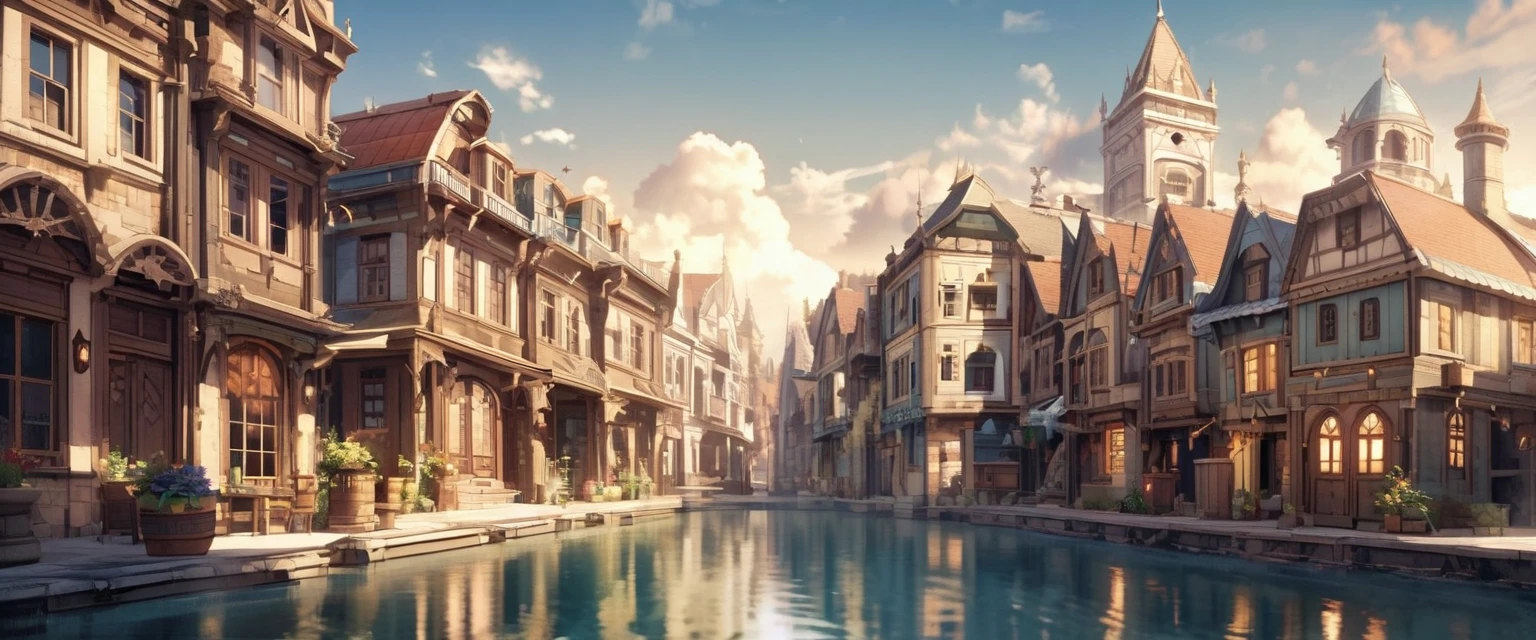 Fantasy stone town in victorian style