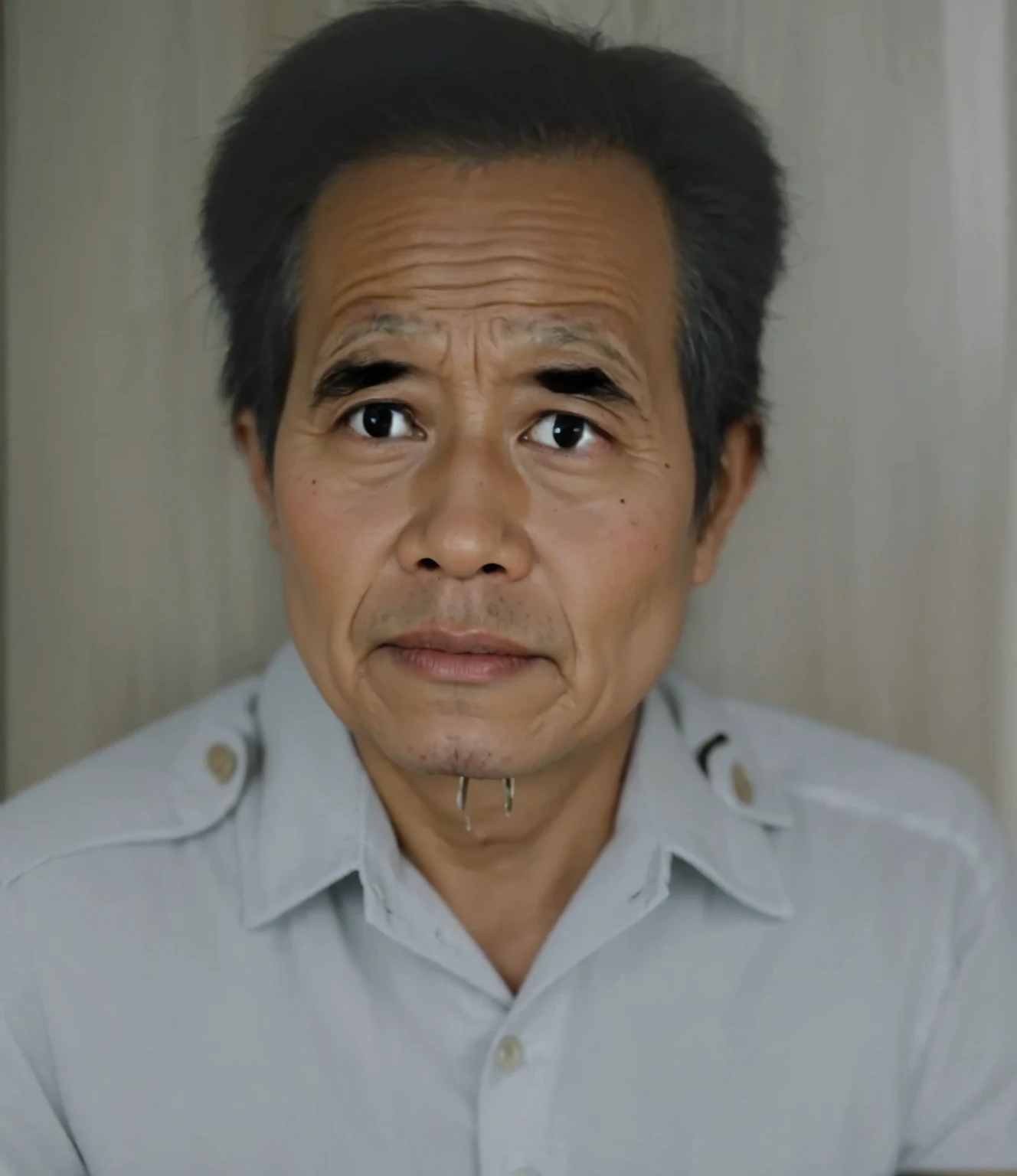 a realistis indonesian man face age 70 years wear a white shirt,ultra hd 8k