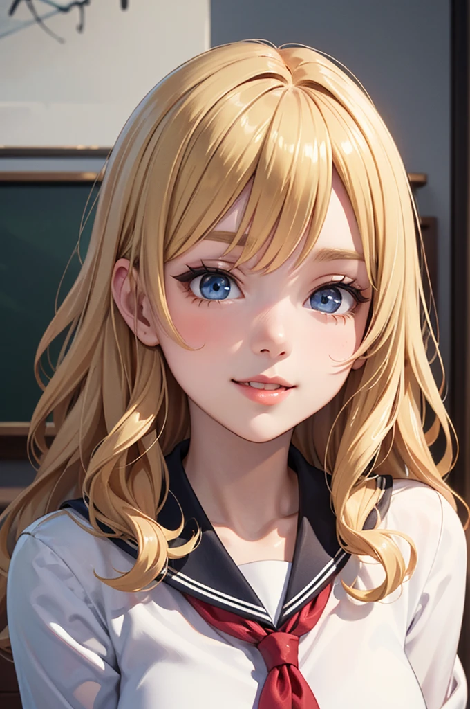 masterpiece、Soft Focus , Bright gradient watercolor、Tabletop, High resolution, 8k, Anime Women, Delicate and detailed writing 、Detailed digital illustration、high resolution, high quality、
masterpiece,8k, (highest quality), (Best Shadow),((rural area)),Dynamic Lighting, (Maximum resolution), (smile),Backlight,Highly detailed face and skin texture, Delicate eyes, Dark blue eyes, double eyelid, Natural Cheeks, White skin: 1.2, (Glossy lips: 1.4),(pretty girl:1.3),(19 years old), (Wavy long hair), ((blonde:1.2)),((school uniform)),Fuga&#39;s Chest,Camel Toe,thigh,White panties