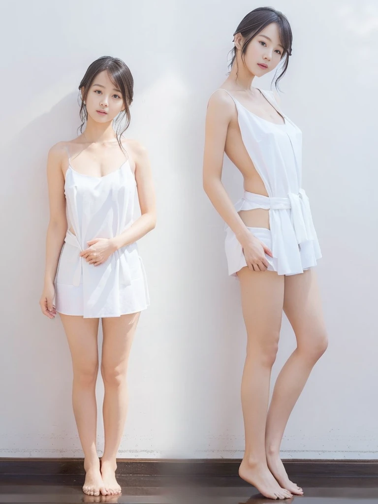 best nsfw,
masterpiece, best quality, ultra-detailed, detailed scenery, beautiful detailed eyes, 4k, 8k,
1 japanese girl center, from front, (wide-angle:0.7), (18 yo:1.3), (full body:1.5), (Vertical posture:0.7), (from the waist down in the water:1.3),
(face looking to the side:1.5), (Profile of face:1.2), (looking away:1.3), (diagonally sideways:0.9), the right and left eyes are well balanced and beautiful,
(bend neck to the side:1.3), (bend your neck to the side:1.1),
Black hair, medium length hair, light waves hair, (Bangs that hide the forehead:0.9),
(Large Breasts:1.4), (see-through white soaked towel:1.4), (Wrap a little white towel lower chest:1.1), (strapless little little white towel:1.4), (top half completely bare chest:1.5), (completely naked:1.3), (Completely naked lower abdomen:1.3),
Right and left arms facing chest, (Gently press her chest with her right and left hands:1.7),
Sit on a rock in the water, (waist up above hot water:1.1),
trending faces, Young face, (Shy look:1.1), (Sad face:0.9), (red cheeks:1.2), (face with good blood circulation:1.3) (half-closed eyes:0.7), (Thin eyebrows:0.6), Moist eyes, watery eyes,
(Hot spring1.3), (stone bath1.1), daytime, outdoors,
(wooden inn in the distance:1.1),