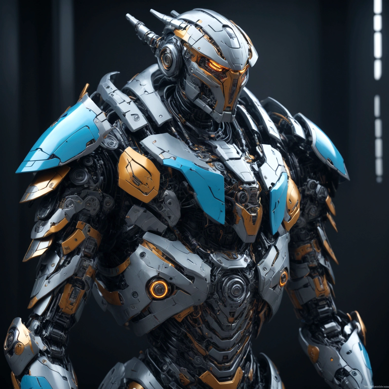 robotic armor with sifi colour scheme