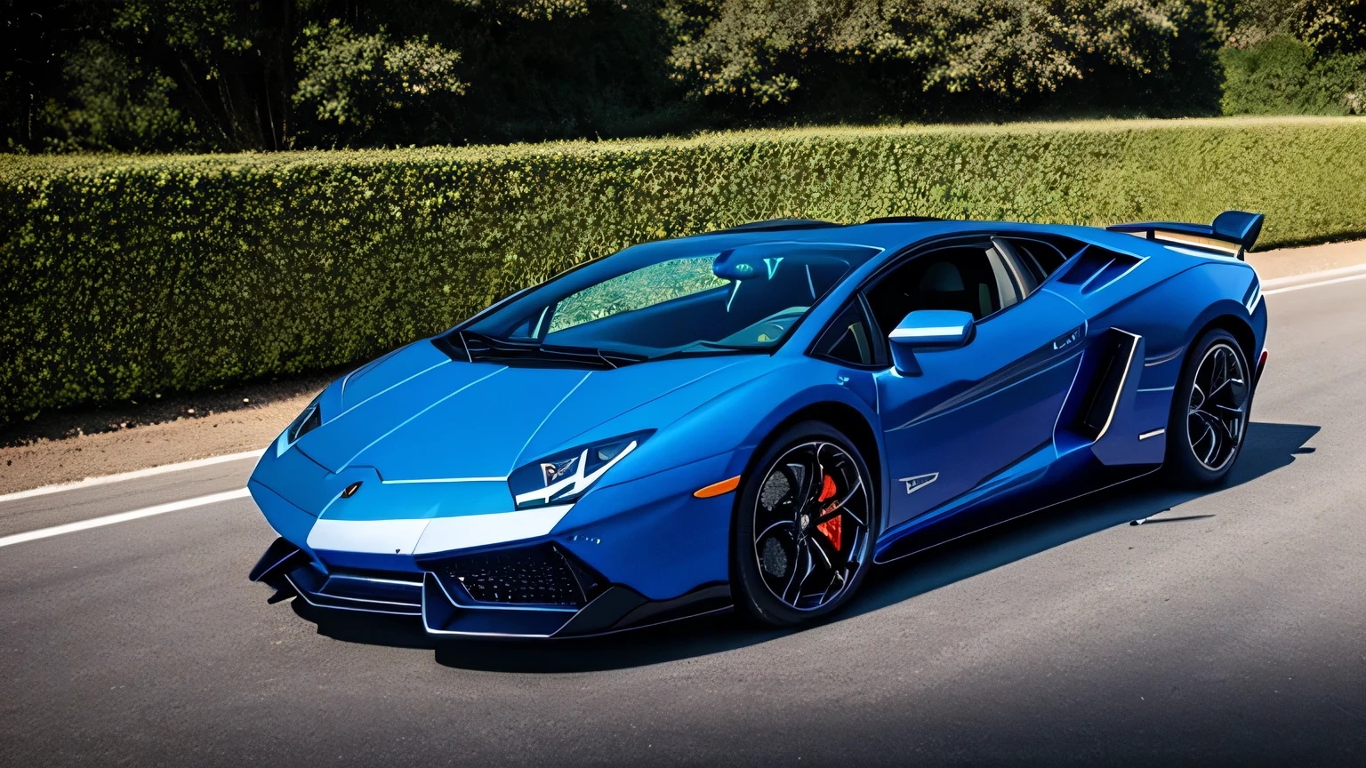 A blue Lamborghini car is a very luxurious sports car