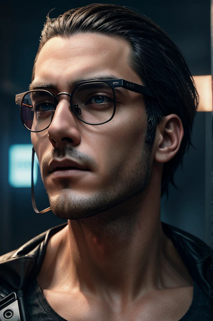 Cyberpunk handsome boy realistic face 8k with round glasses