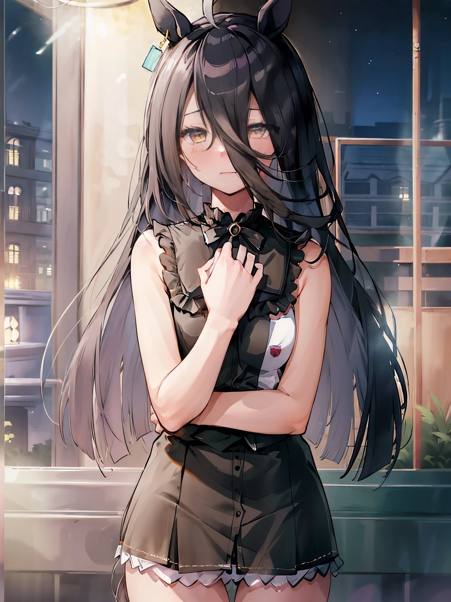 NSFW,(One girl:1.5),Manhattan Cafe,Horse Girl,(Perfect hands),(Perfect Anatomy),(masterpiece),(highest quality),Embarrassed,blush,Love Hotel at Night