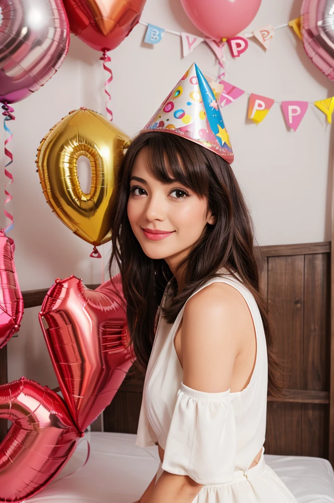 Birthday background balloon birthday cap