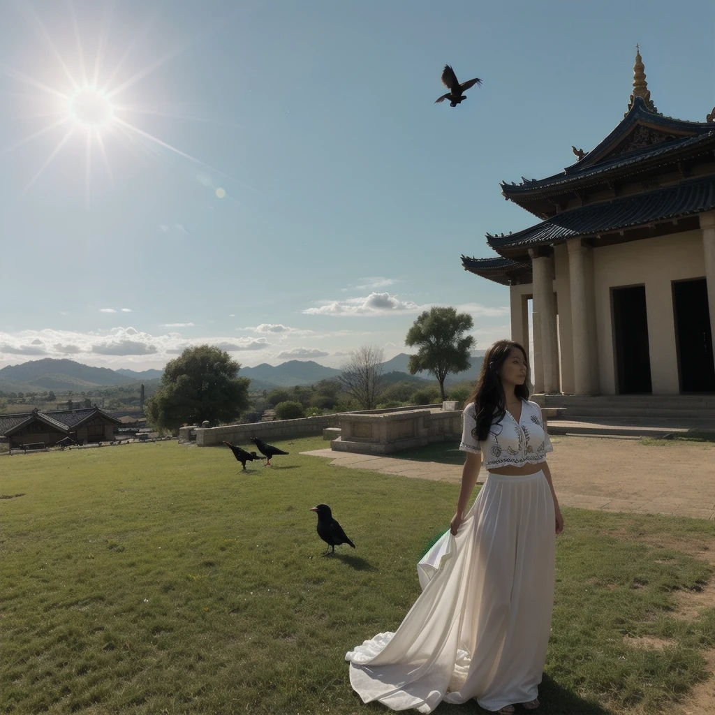 Crows in the sky,
Monks under the sky,
And I'm between them,
In an embroidered shirt.
I lie on the open space,
Light and pretty.
And the sun is more mature,
And the wind is younger.
I was buried in the huge temple.
I was a bride,
Beautiful lady.
My soul stood nearby and sang,
And the people, not believing,
Looked at the body.