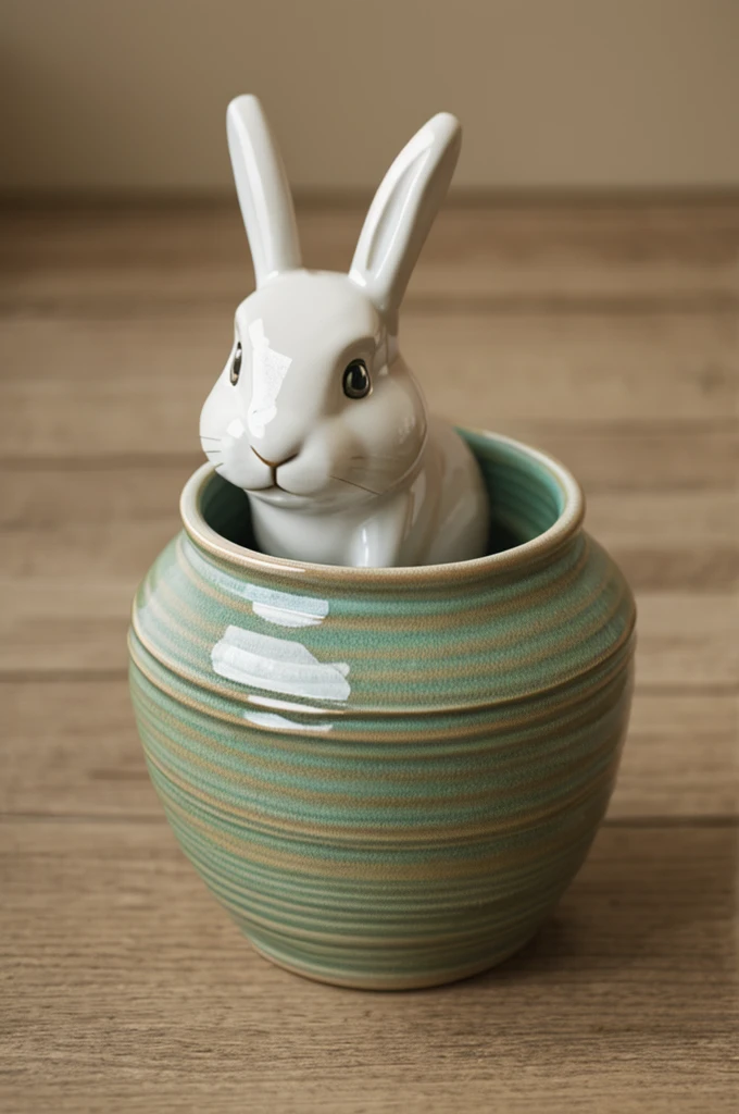 Ceramic pot in the shape of a rabbit