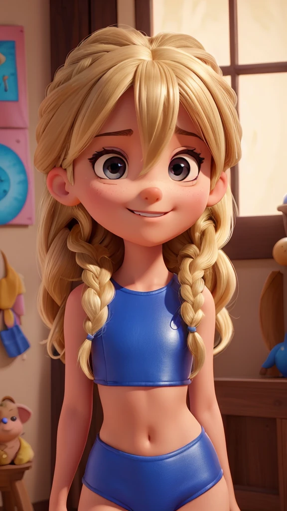 obra maestra, 4k, Alta calidad, beautiful lighting, dynamic lighting, piel suave y detallada, piernas expuestas, pelo largo y negro, sonriente, seductor smile, Rubor, joven, corto, very corto, cambiar, CHILD, dedo de camello, sexy, seductor, Hermosos detalles, muy detallado, piel brillante, cintura delgada, cintura diminuta, super corto, big joven eyes, muslo, muslo leggings, medias, caderas expuestas, big like eyes, corto pig tail braids, trenzas de coleta, Mirador alto, mirando hacia abajo , visto desde arriba, buscando, super corto girl buscando at camera, High angle shot, swimsuit, microkini, diminuto bikini, swimsuits, cachonda hacer