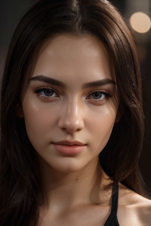 beautiful young woman, 20 years old, porcelain skin, long black hair, brown eyes, defined eyebrows, hyperrealistic, extremely detailed skin, (best quality,4k,8k,highres,masterpiece:1.2),ultra-detailed,(realistic,photorealistic,photo-realistic:1.37),HDR,UHD,studio lighting,ultra-fine painting,sharp focus,physically-based rendering,extreme detail description,professional,vivid colors,bokeh,portrait