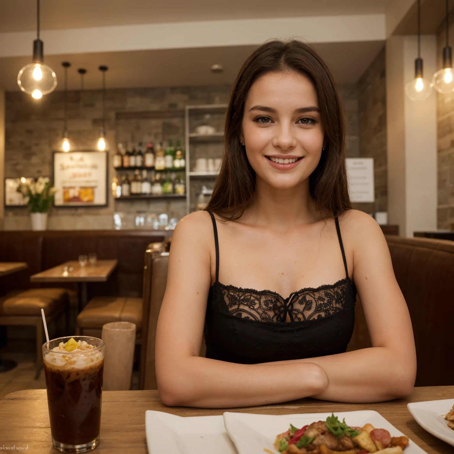 jeune femme, 27 ans,.Elle se trouve dans un restaurant chic. Elle sourit de plaisir, savourant l&#39 wet, rubis, braided hair, ses vêtements et son corps. beau, Suave, Visage long, grands yeux,Lips wide open, robe d&#39;eté rose, une ceinture intensifie votre wesp-taille. Surtout porter du bleu, Trench long, Abri fleuri. (rubis, very long hair, deux tresses ) (dripping wet hair), clothes dripping wet,wet, transparent, (voir à travers)(forte poitrine),