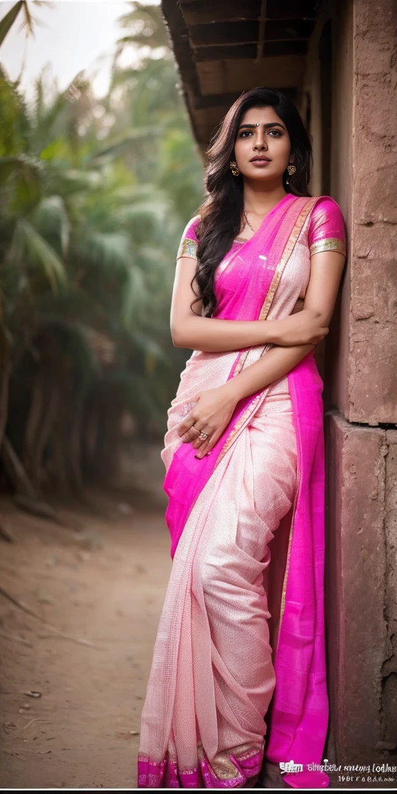 Really hot Indian bhabhi in pink sari 8k hyperrealstic full detailed teasing flirting