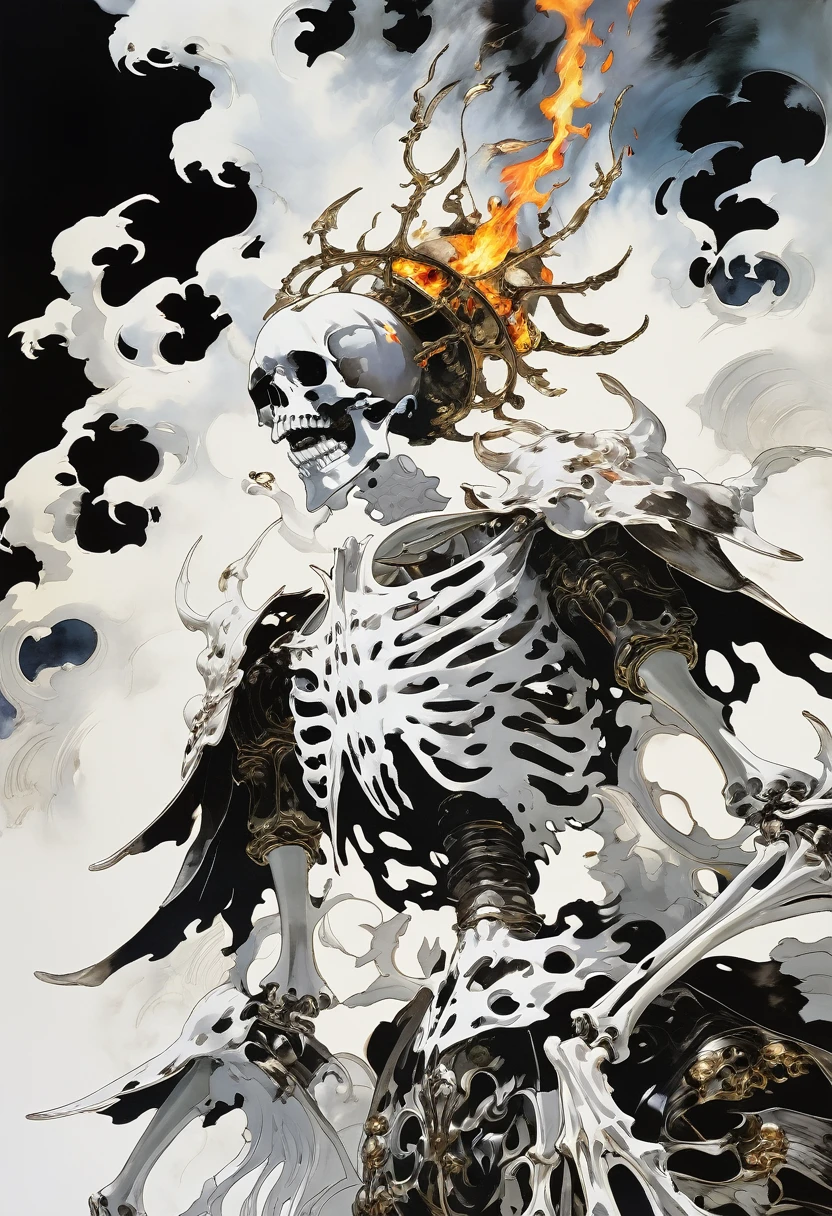 a mask completely destroyed and fragmented, completely glued together and with a broken horn appeared from the forehead ,hollow mask, bleach anime