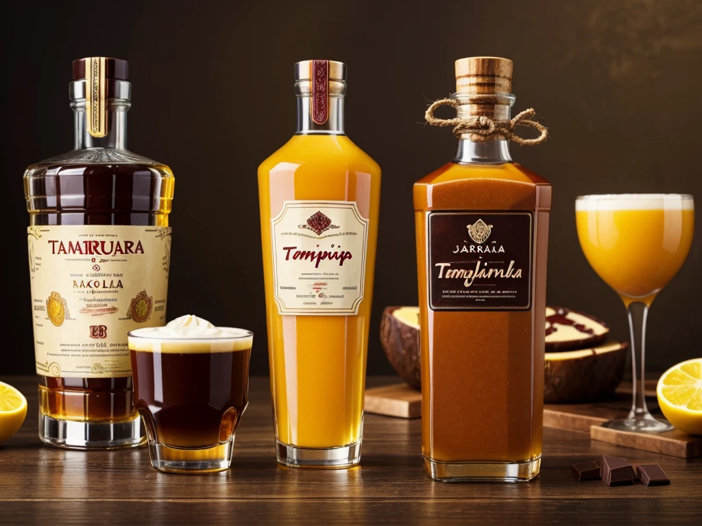 create a unique liqueur menu with the following flavors, maracuja,jenipapo,caja,chocolate,tamarindo e especificando que todos sao 1,50 reais um copo de 50ml