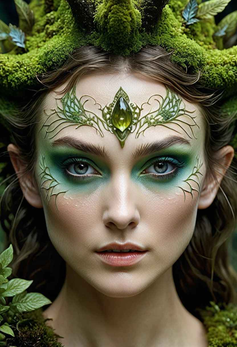 Looks like Keira Knightley, Closeup of a Surreal moss Elf with pointy ears in the styles of Ernst Haeckel, Arthur Rackham, Roger Dean, Jeff Wall, by Wolfgang Tillmans, Brooke Shaden $etching drawing illustration$ resin
detailed matte painting, deep color, fantastical, intricate detail, splash screen, complementary colors, fantasy concept art, 8k resolution trending on Artstation Unreal Engine 5