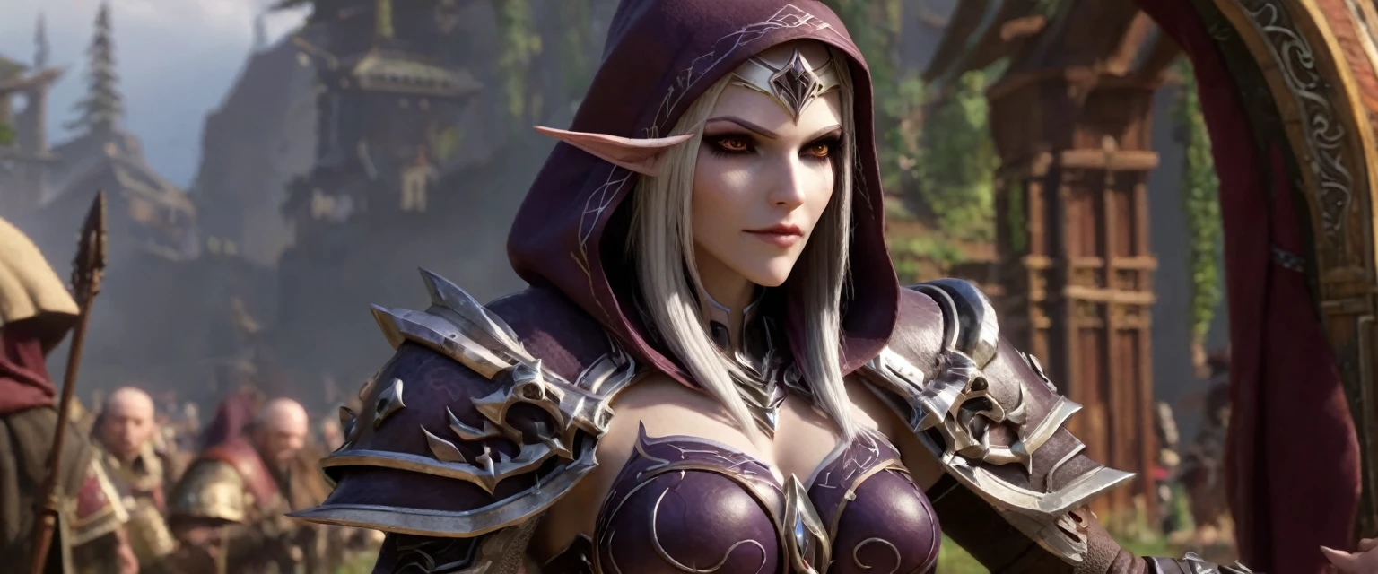 Sinevau Sylvanas Windrunner,((masterpiece)),(Best quality),award-winning,trending on artstation Cinematic,ideal body proportions,whole body,side view