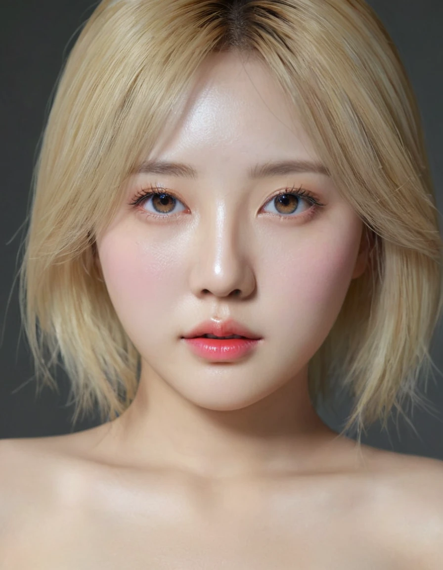 (hyper realisitc:1.4),(realisticlying,realisticlying:1.3),the soft light,photorealiscic face,photorealistic body,Realistic skin,absurderes,tmasterpiece,blonde,beuatiful eyes,pretty,korean