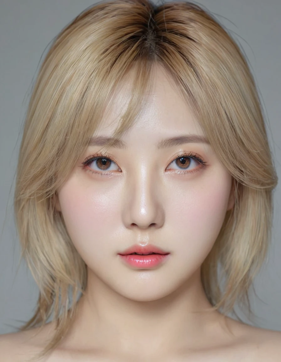 (hyper realisitc:1.4),(realisticlying,realisticlying:1.3),the soft light,photorealiscic face,photorealistic body,Realistic skin,absurderes,tmasterpiece,blonde,beuatiful eyes,pretty,korean