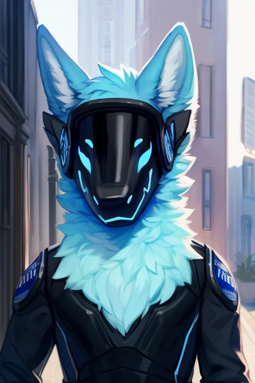 ,(((Light blue fur for body protogen with a black chest plate in a outside in a police outfit, police fbi suit, fbi clothing, all black suit))) , looking at viewer , big chest , day, , sensual, detailed, uploaded to e621, beautiful and detailed portrait of an anthropomorphic , (((male))) uploaded to e621, zaush, foxovh, movie lighting, thicc, alone, detailed, 8k res, hires, detailed eyes, good anatomy, good perspective, towards viewer, by bebebebebe, by sicklyhypnos, by gerkk, by orf, nice hands, perfect hands, happy, romantic, ray tracing lighting, rtx on, By Bebebebebe, by SpiritD, by KOBITOWANI, best quality, masterpiece, perfect anatomy, detailed picture)), 1femboy,
