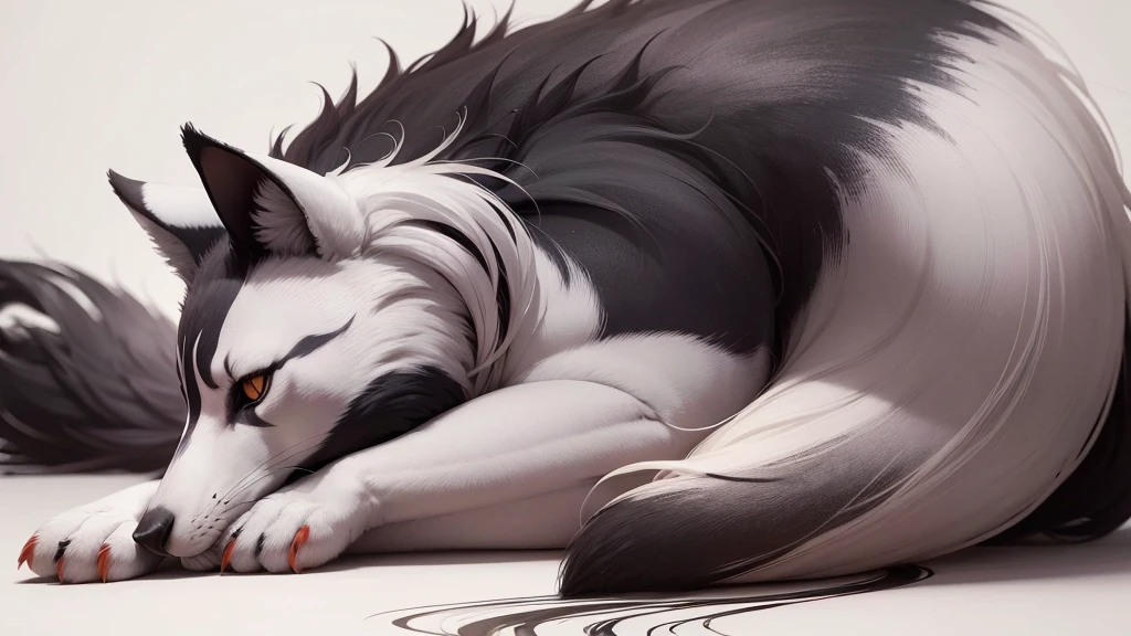 raposa, animal feito des tintas coloridas, tintas derramadas por toda parte.