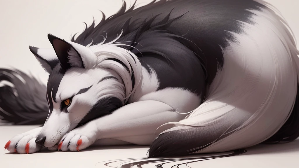 raposa, animal feito des tintas coloridas, tintas derramadas por toda parte.